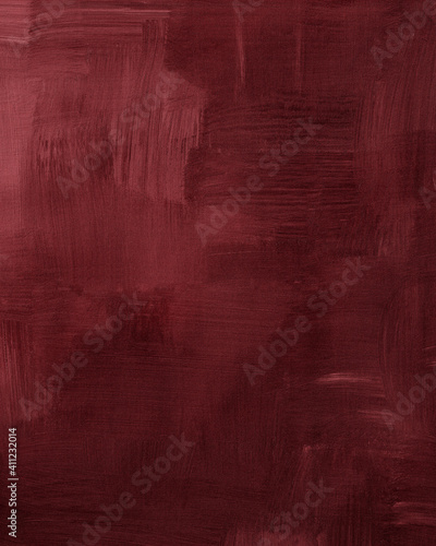 Maroon or rosewood with burgundy shades. Abstract art background. Acrylic paint with large brush strokes in marsala, dark red color. Textured surface template for banner, poster. Vertical illustration photo