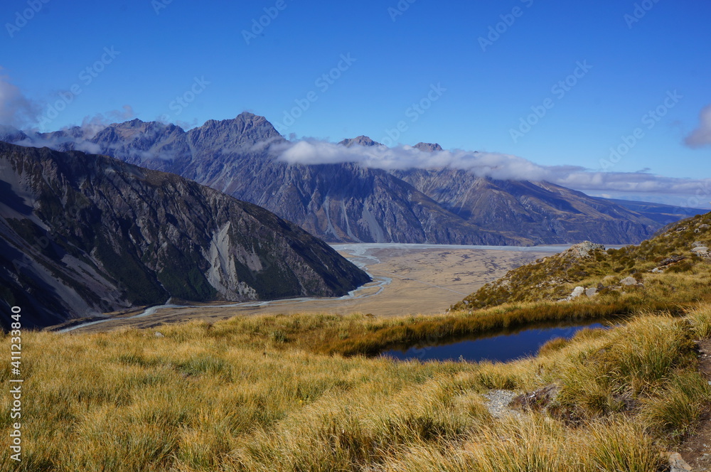   Valley in Mount Cook national park in New Zealand