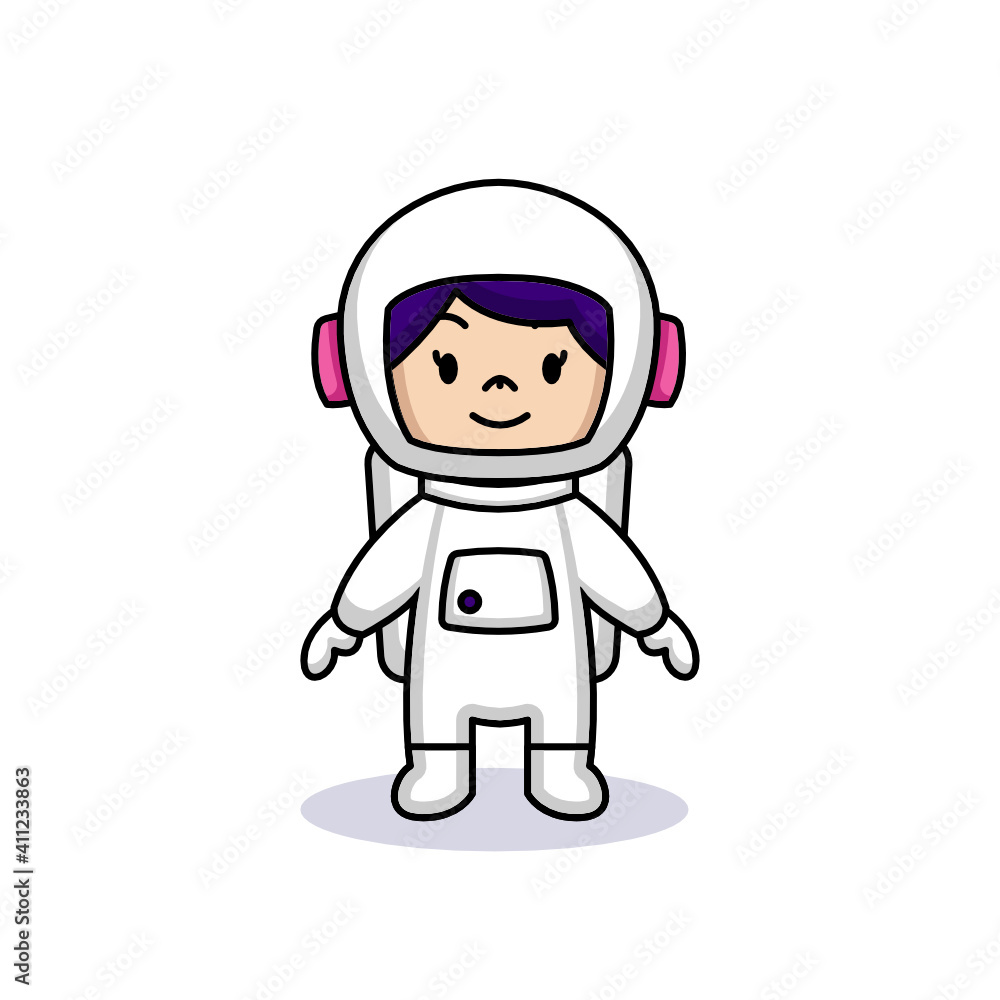 A cute little girl in an astronaut costume