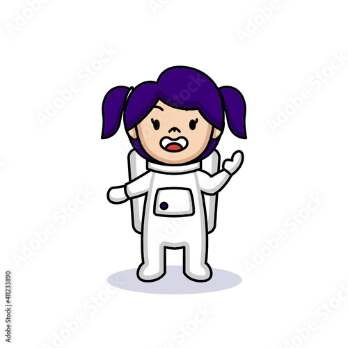 A cute little girl in an astronaut costume