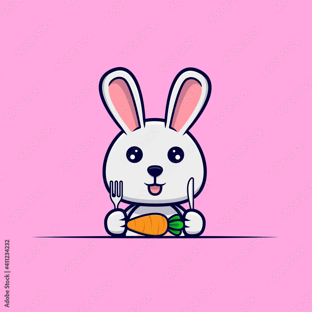 Cute bunny eating carrot design icon illustration Cute bunny eating carrot design icon illustration