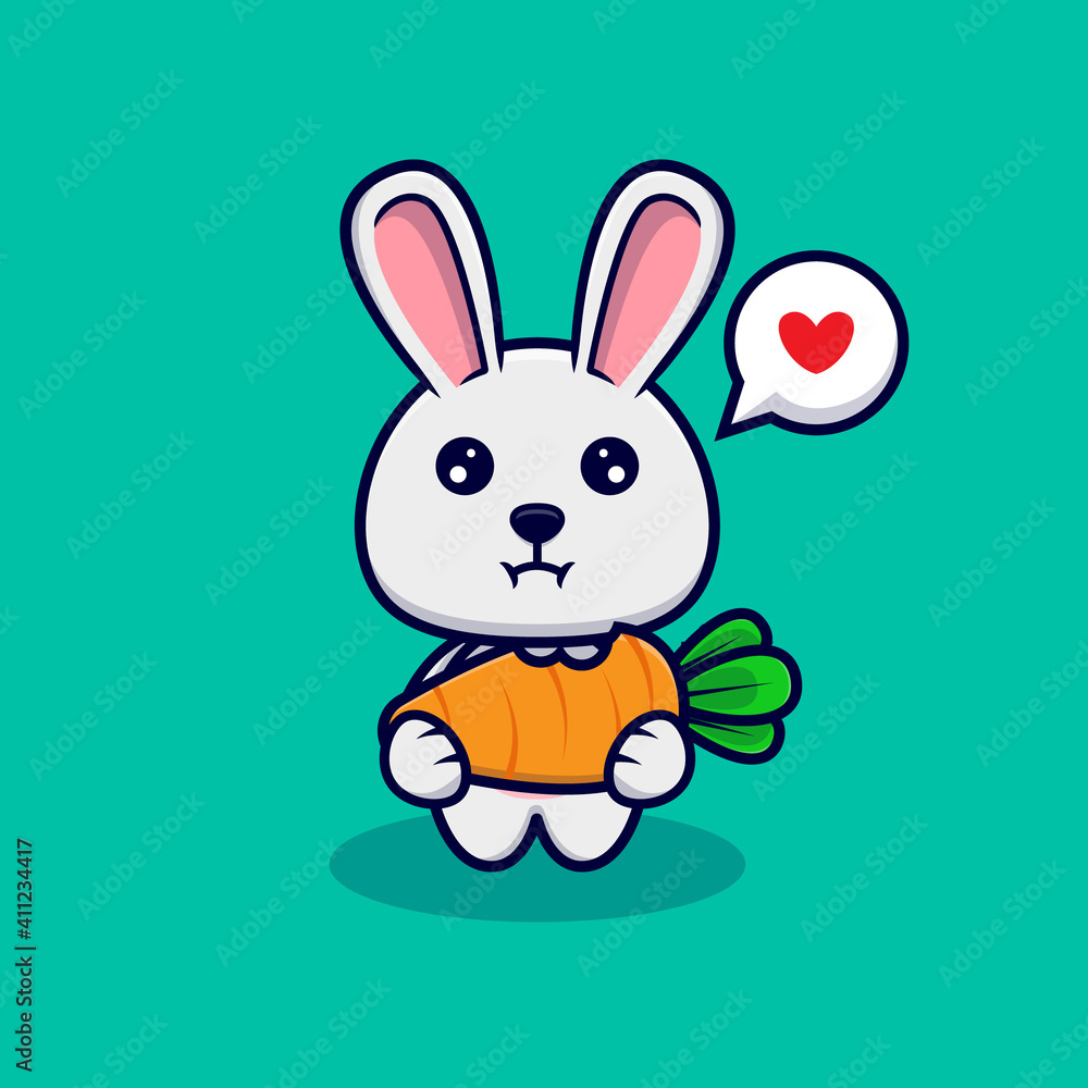 Cute bunny eating carrot design icon illustration Cute bunny eating carrot design icon illustration