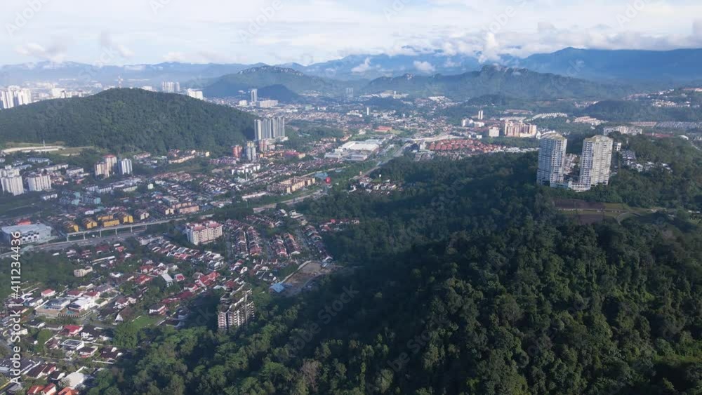 Aerial View at Mountain Town in daylight, Asia Aerial View at Mountain Town in daylight, Asia