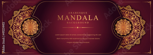 Luxury mandala background with golden arabesque pattern Arabic Islamic east style. Decorative mandala for print, poster, cover, brochure, flyer, banner.
