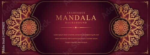 Luxury mandala background with golden arabesque pattern Arabic Islamic east style. Decorative mandala for print, poster, cover, brochure, flyer, banner.