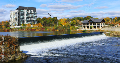 Scene of Cambridge, Ontario, Canada by the Grand River