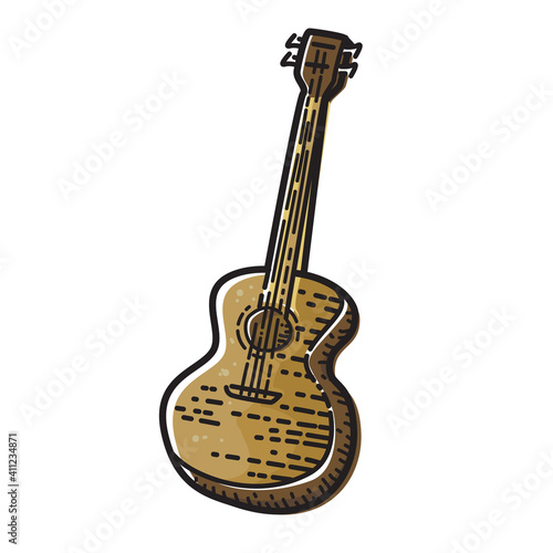 Vector of acoustic guitar isolated on white background.