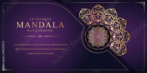 Luxury mandala background with golden arabesque pattern Arabic Islamic east style. Decorative mandala for print, poster, cover, brochure, flyer, banner.