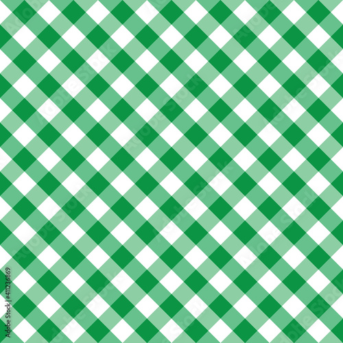 Gingham green checkered seamless pattern. Plaid repeat design background. EPS10 vector illustration, CMYK redy to print.