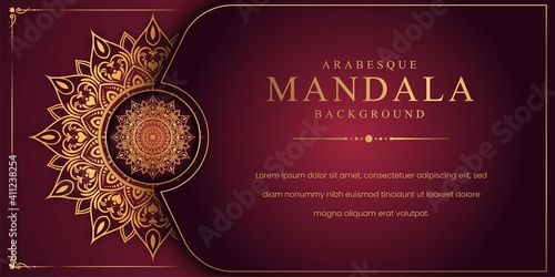 Luxury mandala background with golden arabesque pattern Arabic Islamic east style. Decorative mandala for print, poster, cover, brochure, flyer, banner.