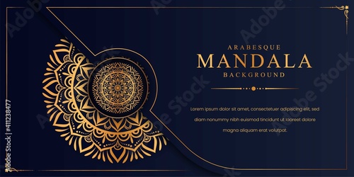 Luxury mandala background with golden arabesque pattern Arabic Islamic east style. Decorative mandala for print, poster, cover, brochure, flyer, banner.