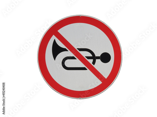 Картината върху платно Road sign Sound signal prohibited