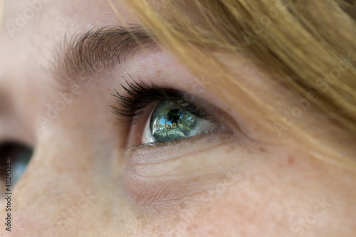 close up of a female eye