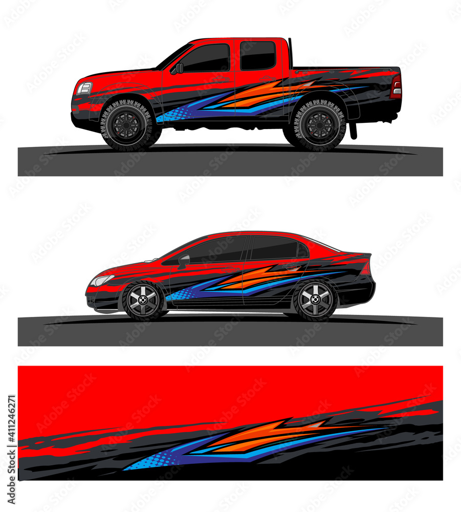 Car wrap graphic racing abstract strip and background for car wrap and vinyl sticker - Vector
