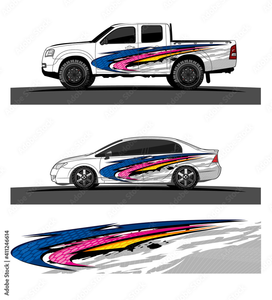 Car wrap graphic racing abstract strip and background for car wrap and vinyl sticker - Vector
