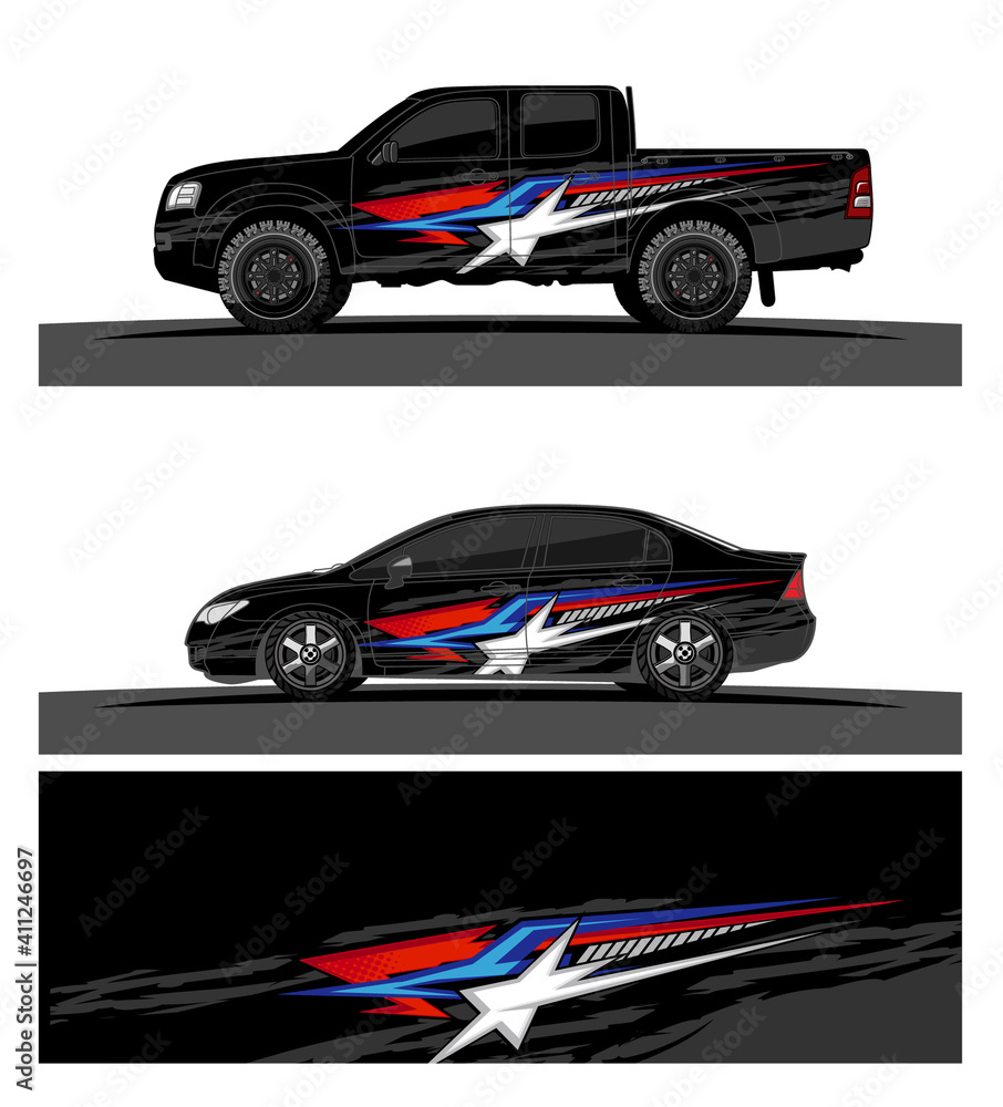 Car wrap graphic racing abstract strip and background for car wrap and vinyl sticker - Vector
