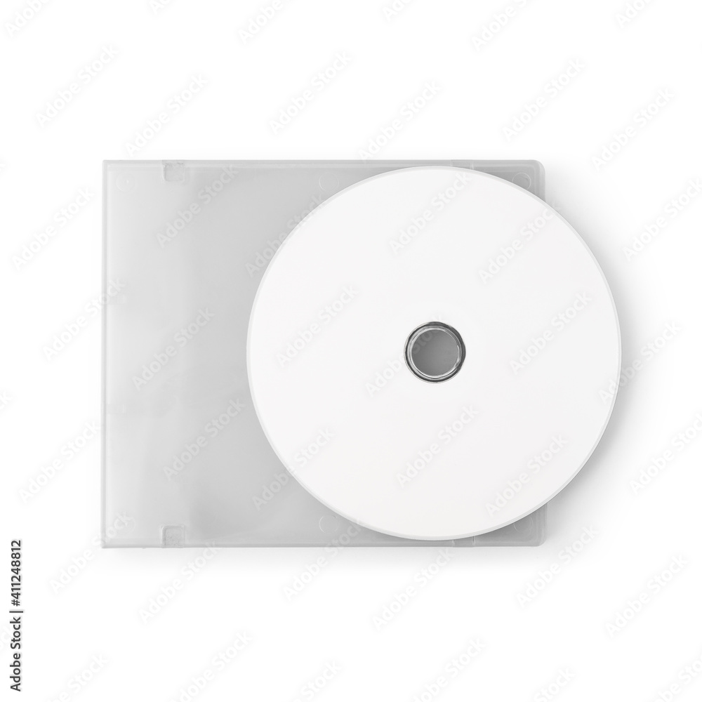 Realistic white cd with box cover template isolated on white background with clipping path. Realistic white cd with box cover template isolated on white background with clipping path.