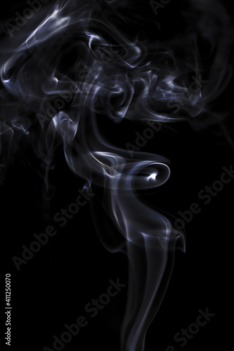 White smoke group motion shapes isolated on black background