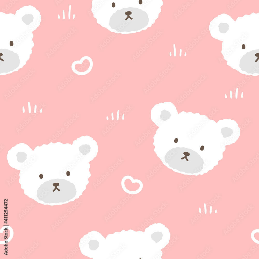 Teddy Bear Seamless Pattern Background, Happy cute bear, Cartoon Panda Bears Vector illustration for kids forest background with dots Teddy Bear Seamless Pattern Background, Happy cute bear, Cartoon Panda Bears Vector illustration for kids forest background with dots