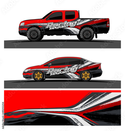 Car wrap graphic racing abstract strip and background for car wrap and vinyl sticker - Vector 