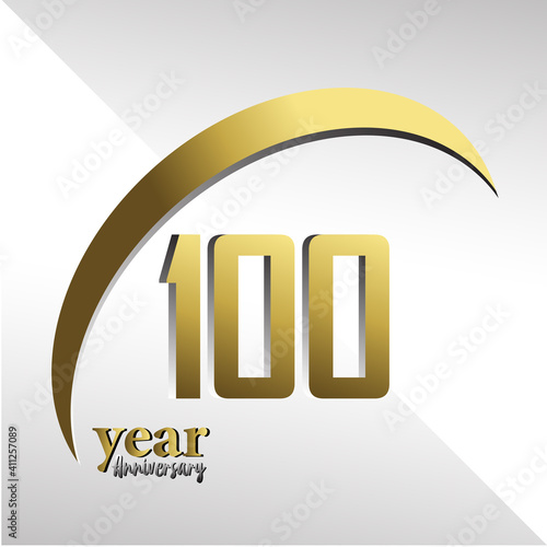 100 Year Anniversary Logo Vector Template Design Illustration gold and white