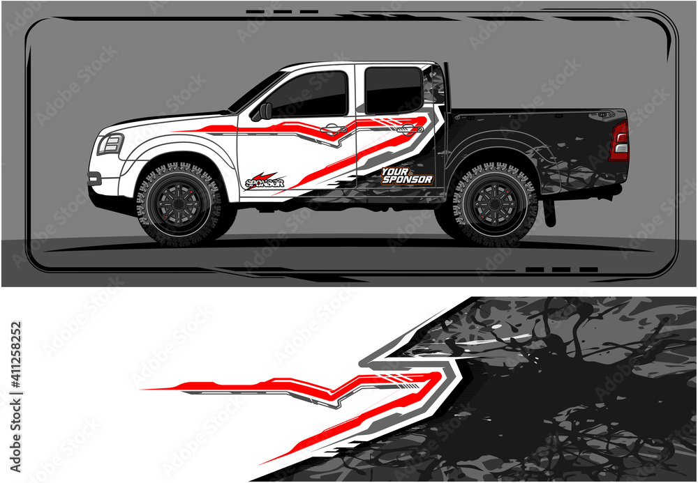 Fototapeta premium Car wrap graphic racing abstract strip and background for car wrap and vinyl sticker - Vector 