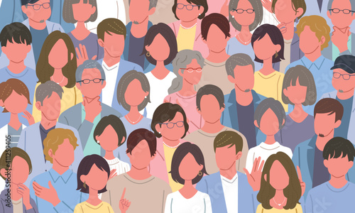 様々な人々のイラスト　大勢の男女　人物　バナー
