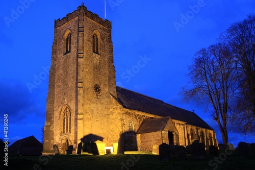 All Saints Church, Kilham, East Riding of Yorkshire, by night.