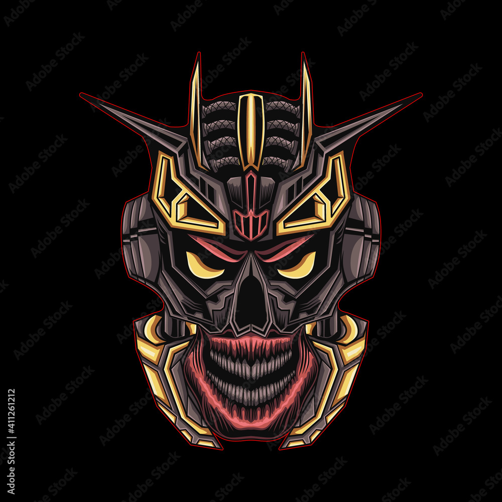 Skull mecha vector graphic design illustration Stock Vector | Adobe Stock