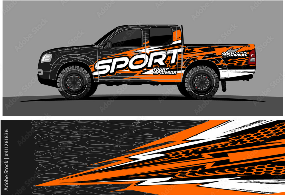 Fototapeta premium Car wrap graphic racing abstract strip and background for car wrap and vinyl sticker 