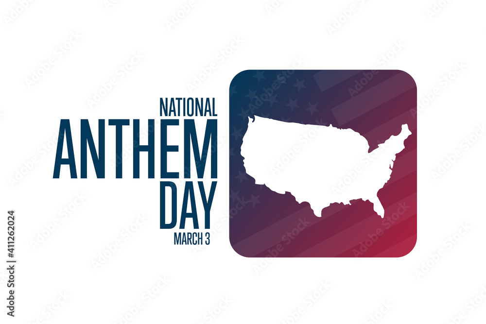 Fototapeta premium National Anthem Day. March 3. Holiday concept. Template for background, banner, card, poster with text inscription. Vector EPS10 illustration.