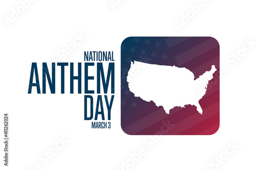 National Anthem Day. March 3. Holiday concept. Template for background, banner, card, poster with text inscription. Vector EPS10 illustration.