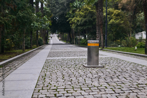 Tableau sur toile rising bollard blocks the entrance to the pedestrian alley