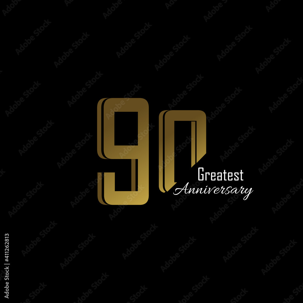 90 Year Anniversary Logo Vector Template Design Illustration gold and black 90 Year Anniversary Logo Vector Template Design Illustration gold and black