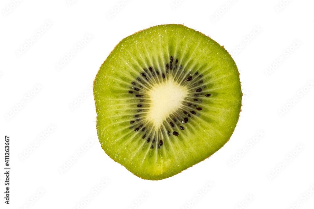 a close-up of sliced kiwis isolated on white background. a close-up of sliced kiwis isolated on white background.