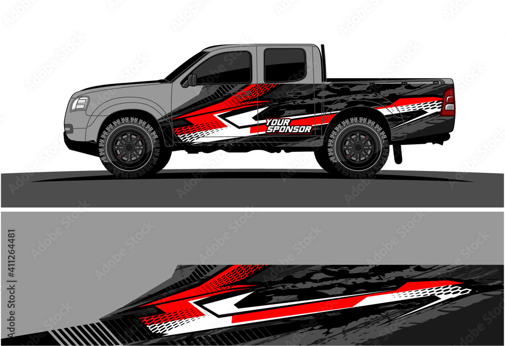 Obraz premium Car wrap graphic racing abstract strip and background for car wrap and vinyl sticker - Vector 