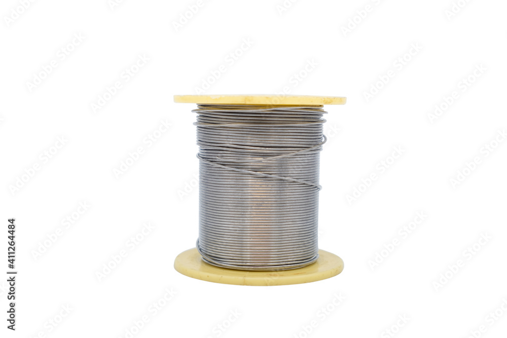 Soldering iron wire on white background