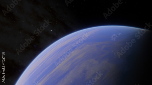 super-earth planet  realistic exoplanet  planet suitable for colonization  earth-like planet in far space  planets background 3d render