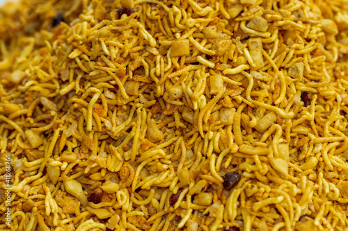 Dal muth or Chanachur with nut in an rural market for selling
