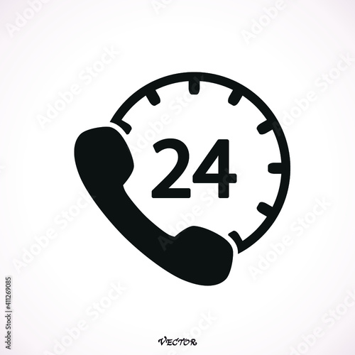 24 hours vector icon isolated on white background - Векторная графика
