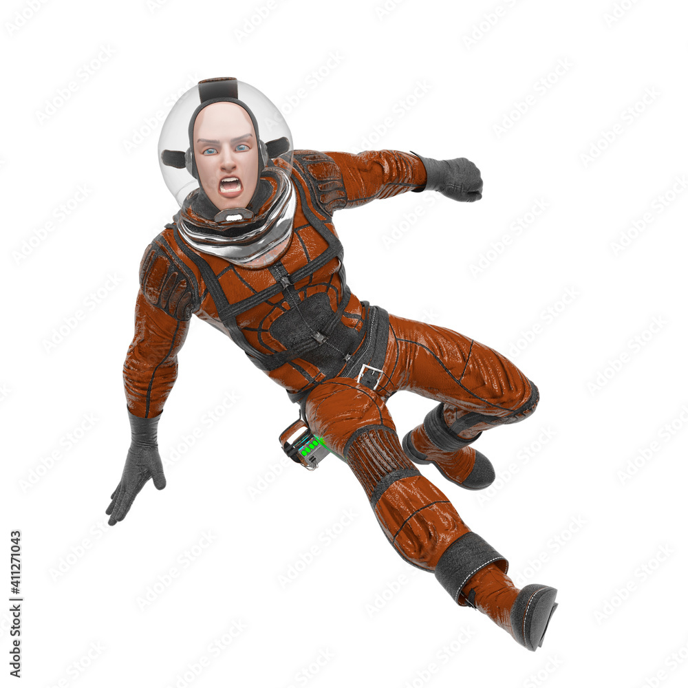 retro space astronaut is doing a parkour attack pose retro space astronaut is doing a parkour attack pose