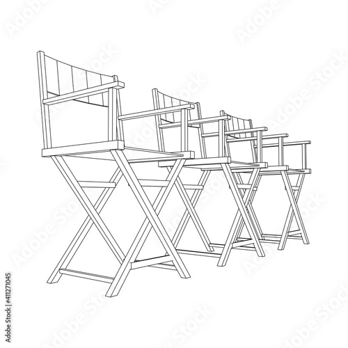 Director movie workplace chair. Wireframe low poly mesh vector illustration