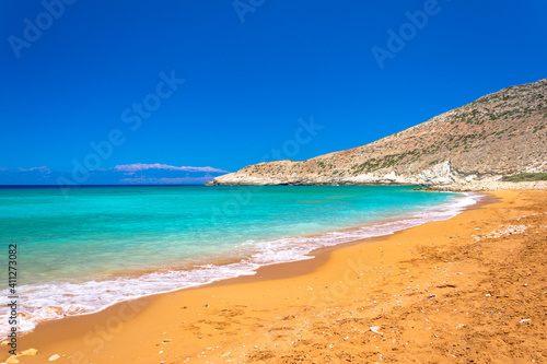 The tropical  scenic nudist beach of Potamos on Gavdos island  Greece.