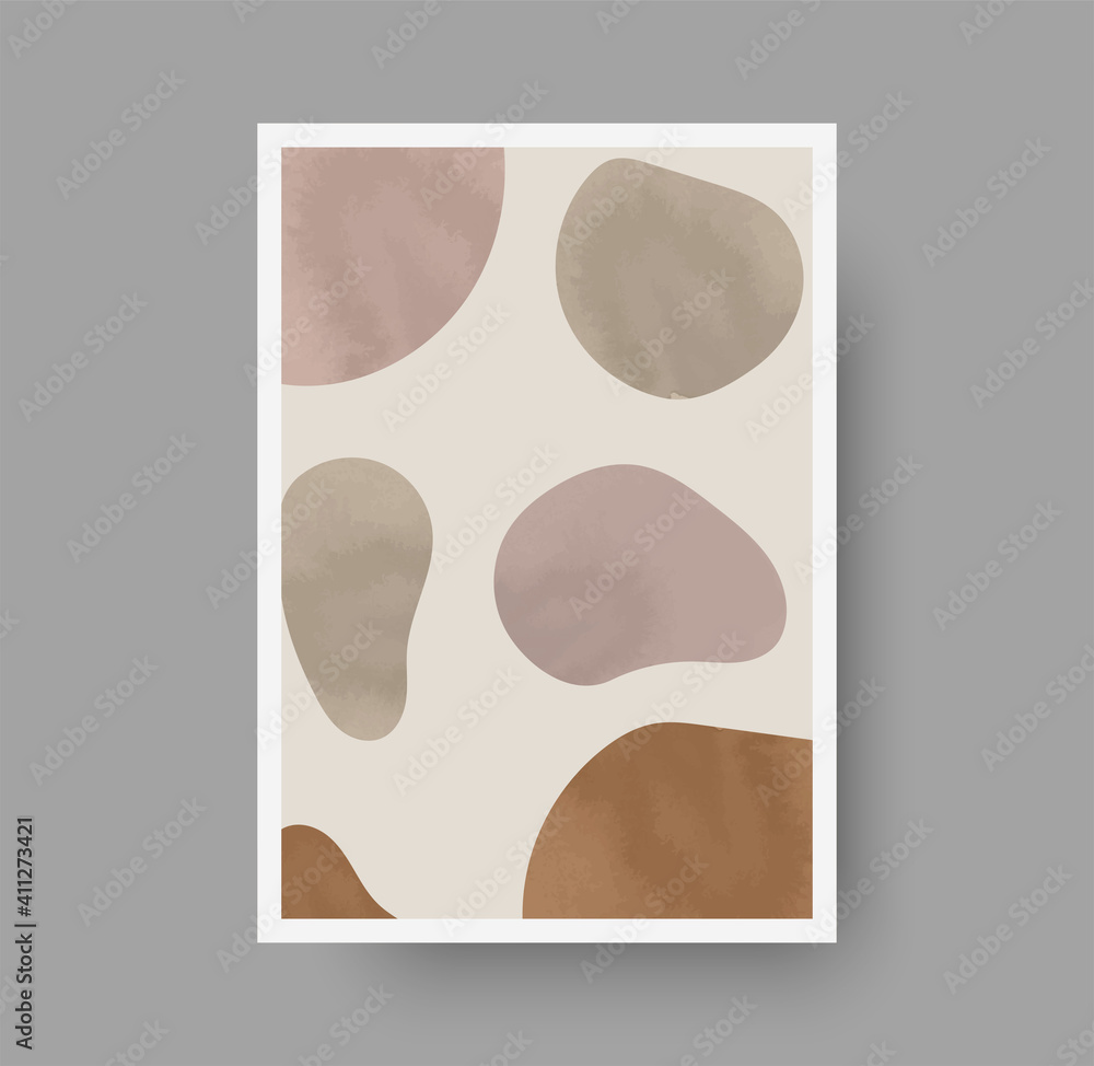 Abstract background design with pastel watercolor abstract shapes. Acrylic background for social media or print. Boho poster for luxury minimal interior. Neutral background concept for business vector - obrazy, fototapety, plakaty 
