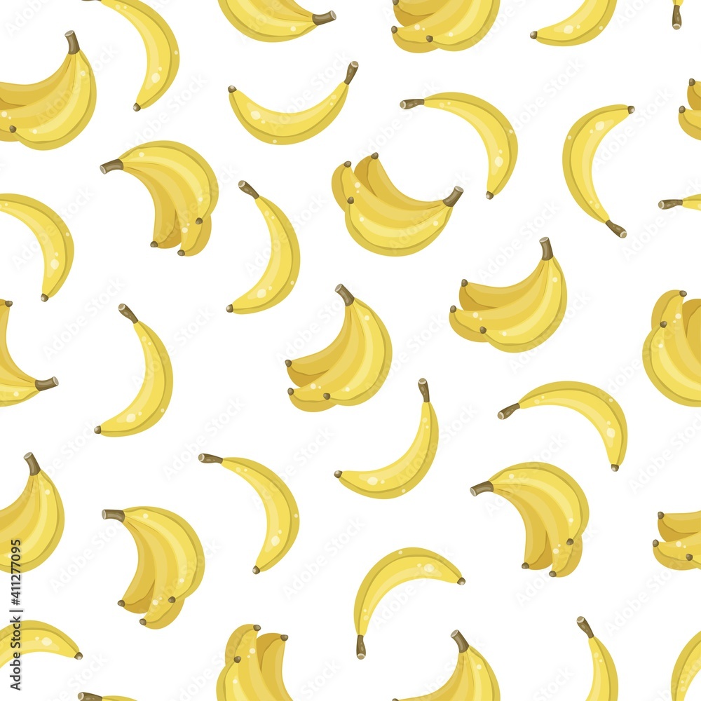 Vector seamless fruit kids background. Abstract geometric pattern with bananas. Textile fabric print.