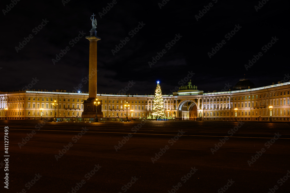 Palace Square St. Petersburg. New Year Christmas tree