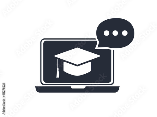 Online education resources vector line icon, online learning courses, distant education, e-learning tutorials.