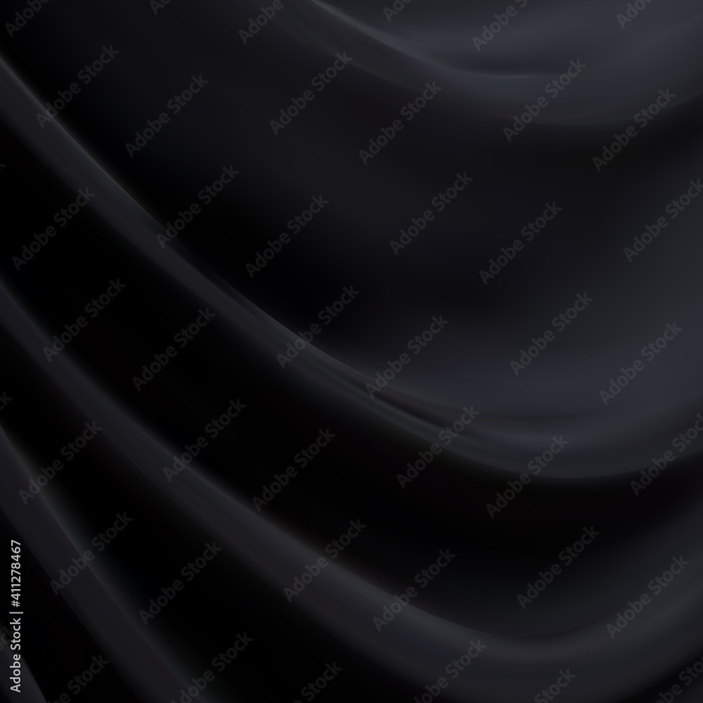 Abstract Black Satin Silky Cloth Fabric Textile Drape with Crease Wavy Folds background.With soft waves and,waving in the wind Texture of crumpled paper. object ,illustration. eps 10 Abstract Black Satin Silky Cloth Fabric Textile Drape with Crease Wavy Folds background.With soft waves and,waving in the wind Texture of crumpled paper. object ,illustration. eps 10