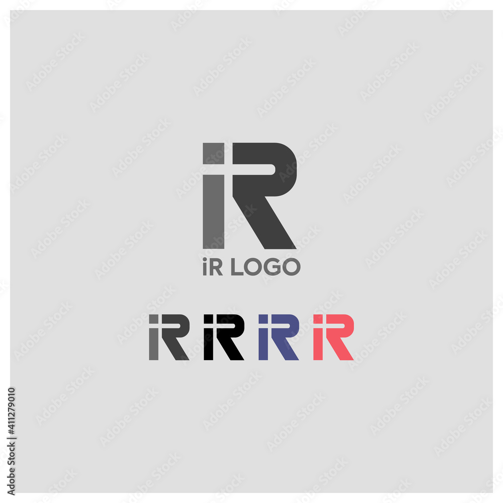 Flat IR or RI logo and monogram vector template. Creative flat IR logo 