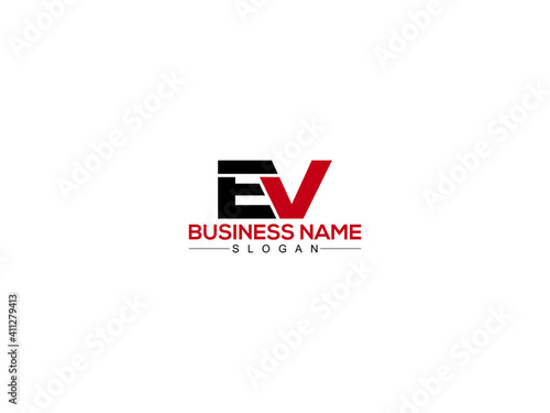 EV E&V Letter Type Logo Image, EV Logo Letter Design